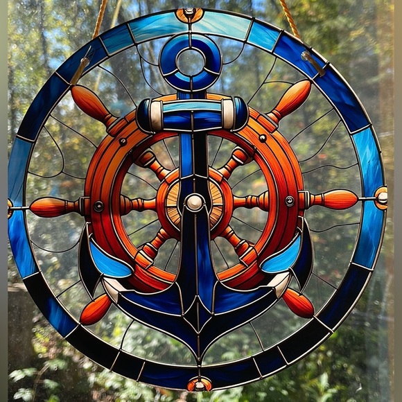 Suncatcher Acrylic Ship Boat Wheel Nautical Anchor Cottage Beach House 6” - Picture 3 of 3